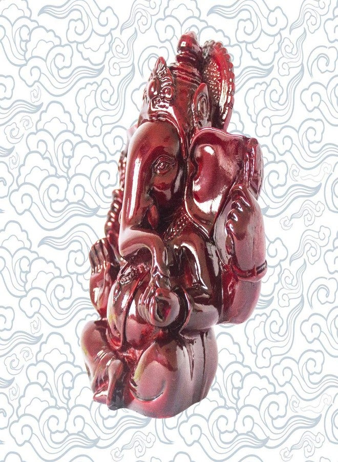Addune Hindu God Lord Ganesha Idol Statue Indian Elephant Buddha Ganesh Sculpture Blessing Home Pooja Diwali Decor Good Luck (Dark Red) - Image 3