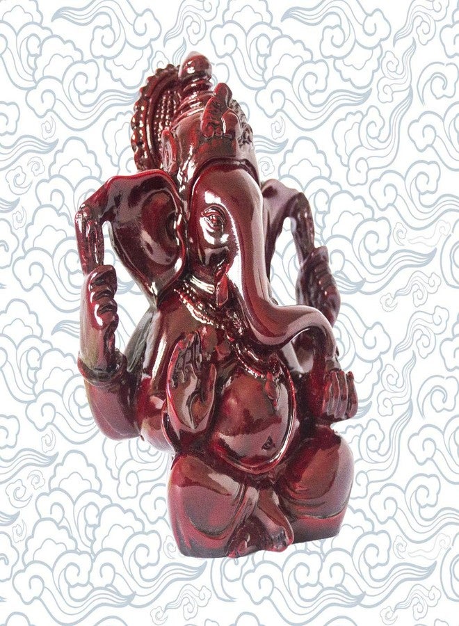 Addune Hindu God Lord Ganesha Idol Statue Indian Elephant Buddha Ganesh Sculpture Blessing Home Pooja Diwali Decor Good Luck (Dark Red) - Image 2