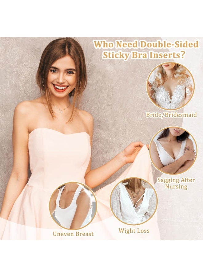 2 Pairs Sticky Push Up Bra Pads Inserts, Invisible Adhesive Breast Lift Padding, Reusable Washable Bra Inserts for Women, Swimsuits, Bikini, Dress - Image 4