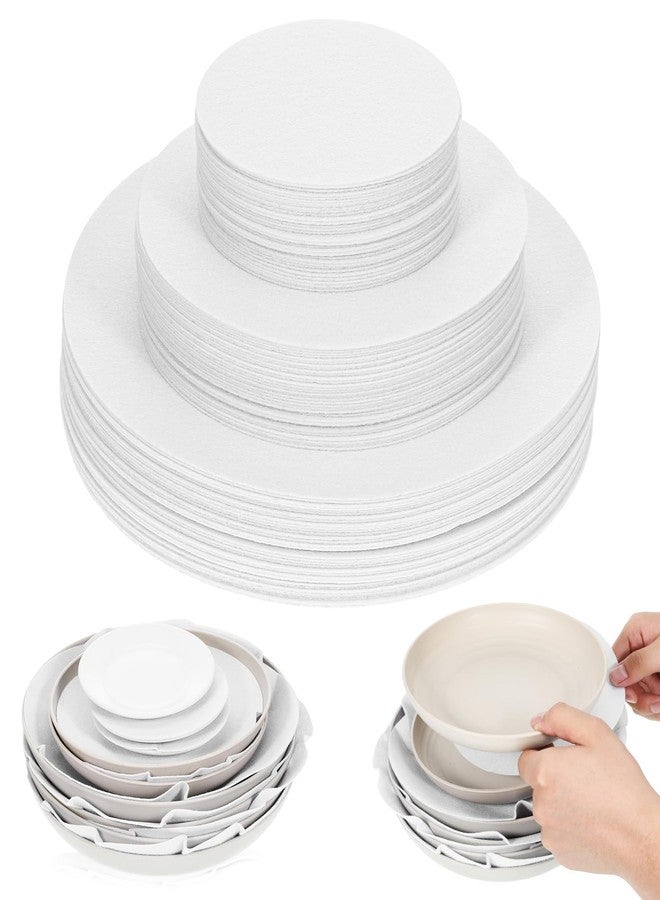 COMNICO 108 Pcs Plate Separators Storages, Soft Thick Felt Plate Storage Dividers Protectors 3 Sizes Round Felt Circles Dish Storage Protectors Pads for Dish Coffee Saucers - Image 1