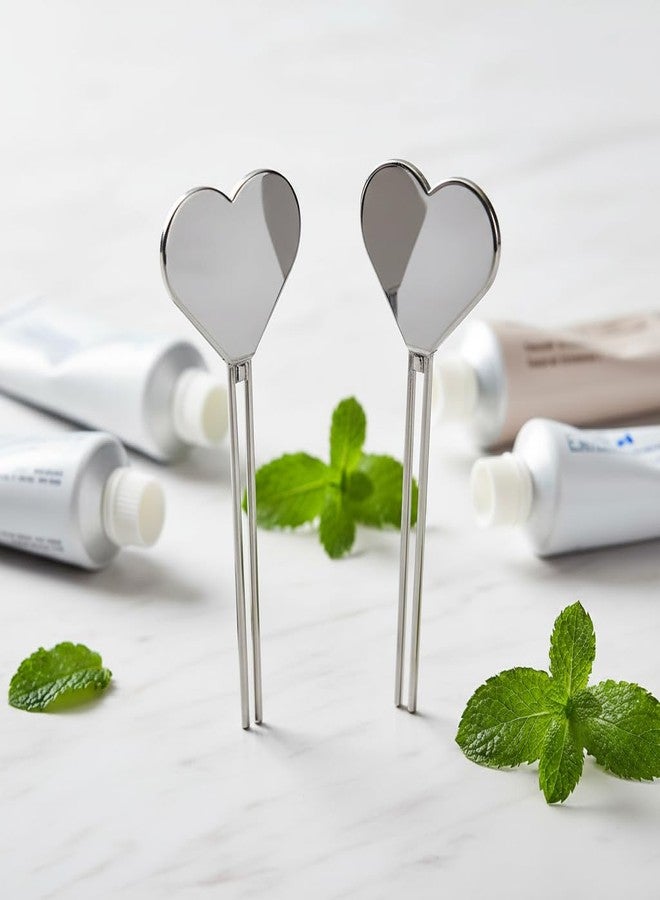 Cauaoa 2pcs Silver Metal Manual Toothpaste Squeezer Heart Stainless Steel Dispenser Tube Squeezer Hand Cream Tube Key Roller Set Bathroom Accessories Daily Living Tube Squeezing Aids - Image 3