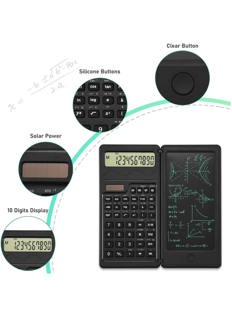 MileMelo Scientific Calculator with Notepad,10-Digit Large Display Office Desk Calcultors,Support Solar and Battery,Professional Foldable Calculator for Students, Office Desk Accessories  - Image 4