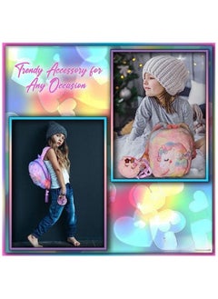 PEAKY KIDS Fluffy Unicorn Backpack 3D Rainbow Color Cute Plush Bag with Fuzzy Notebook Pom Pen and Stickers Soft Toy Stylish School Supplies  - Image 3