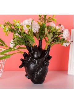 Anatomical Heart Vase Heart Shaped Decor Resin Vase Human Heart Vase for Placement of Flowers Home Decor Living Room Decoration Black