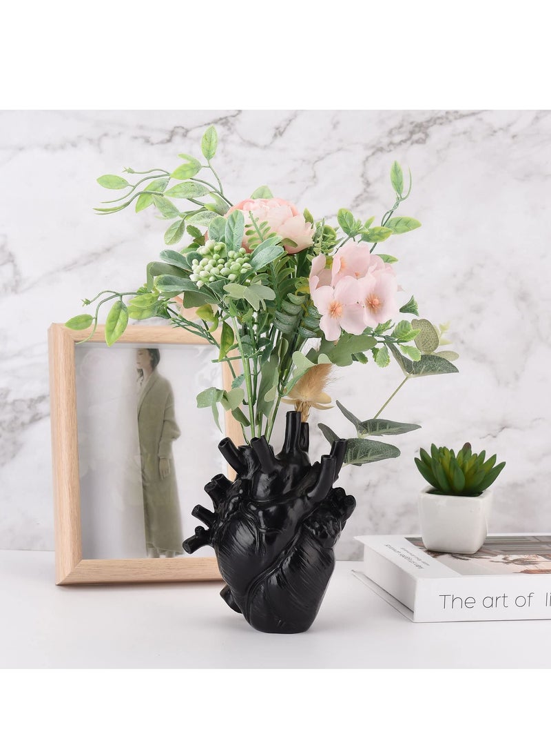 SYOSI - Anatomical Heart Vase Heart Shaped Decor Resin Vase Human Heart Vase for Placement of Flowers Home Decor Living Room Decoration Black - Image 1
