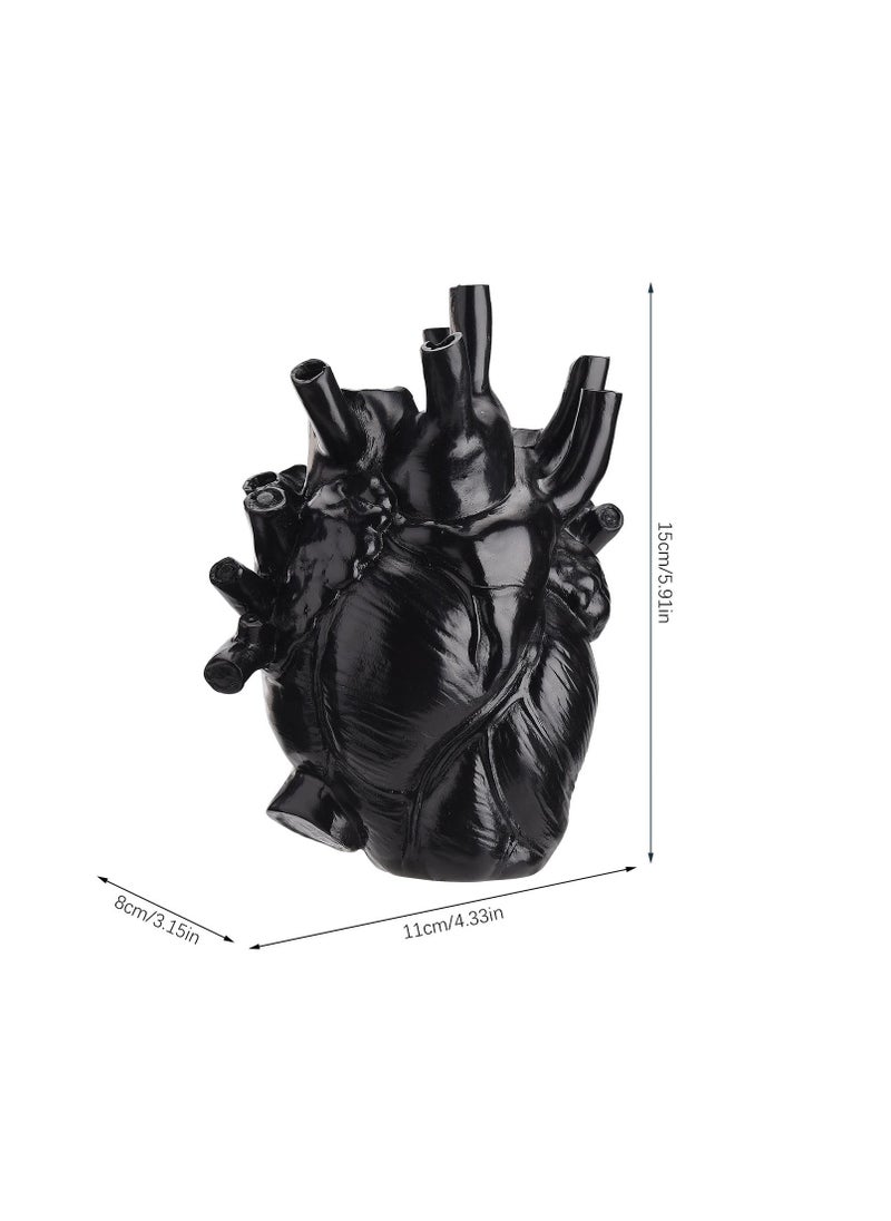 SYOSI - Anatomical Heart Vase Heart Shaped Decor Resin Vase Human Heart Vase for Placement of Flowers Home Decor Living Room Decoration Black - Image 1