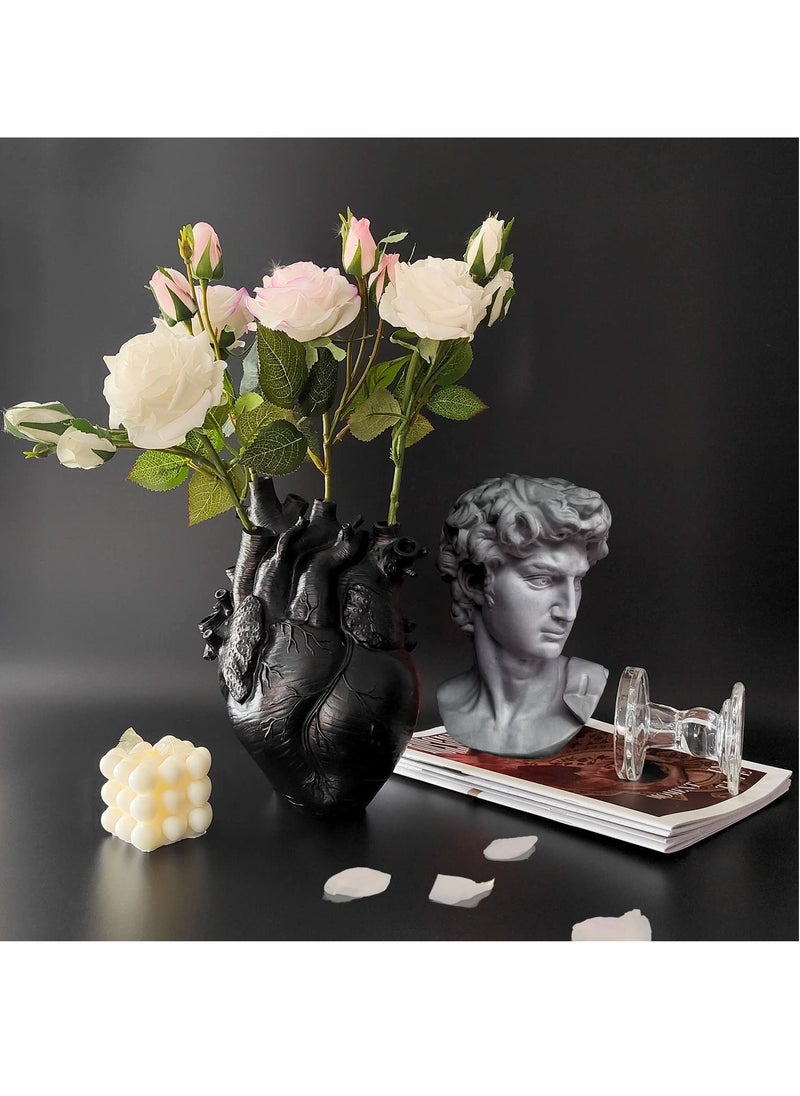 SYOSI - Anatomical Heart Vase Heart Shaped Decor Resin Vase Human Heart Vase for Placement of Flowers Home Decor Living Room Decoration Black - Image 1