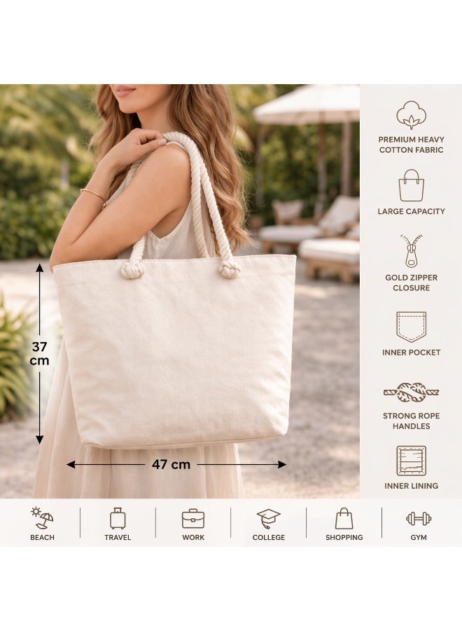 We Print, Your Gift Butterfly Motivational Beach Tote Bag for Women - Heavy Cotton Fabric - Gold Zipper - Inner Pocket - Lined Interior - Shoulder Bag for Beach Travel Work - 47 x 37 cm - Image 4