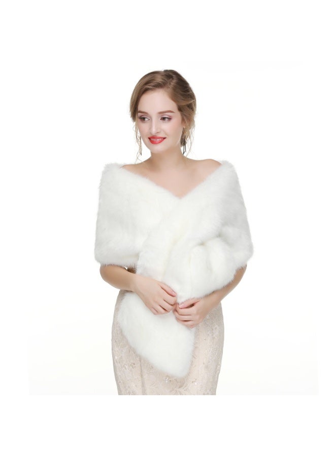Faux Fur Shawl Wrap Stole Shrug Winter Bridal Wedding Cover Up - Image 1