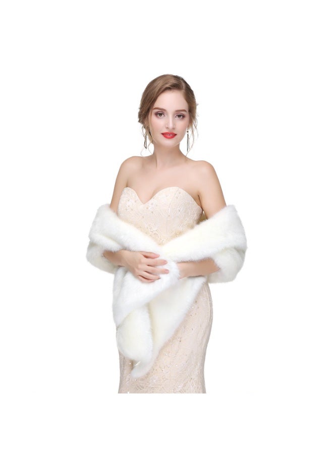 Faux Fur Shawl Wrap Stole Shrug Winter Bridal Wedding Cover Up - Image 5