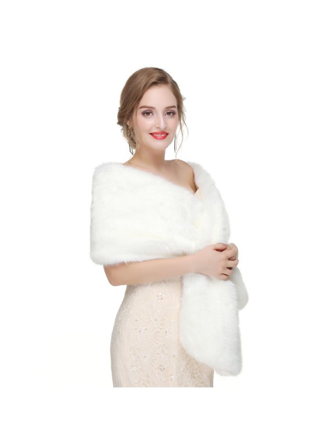 Faux Fur Shawl Wrap Stole Shrug Winter Bridal Wedding Cover Up - Image 2