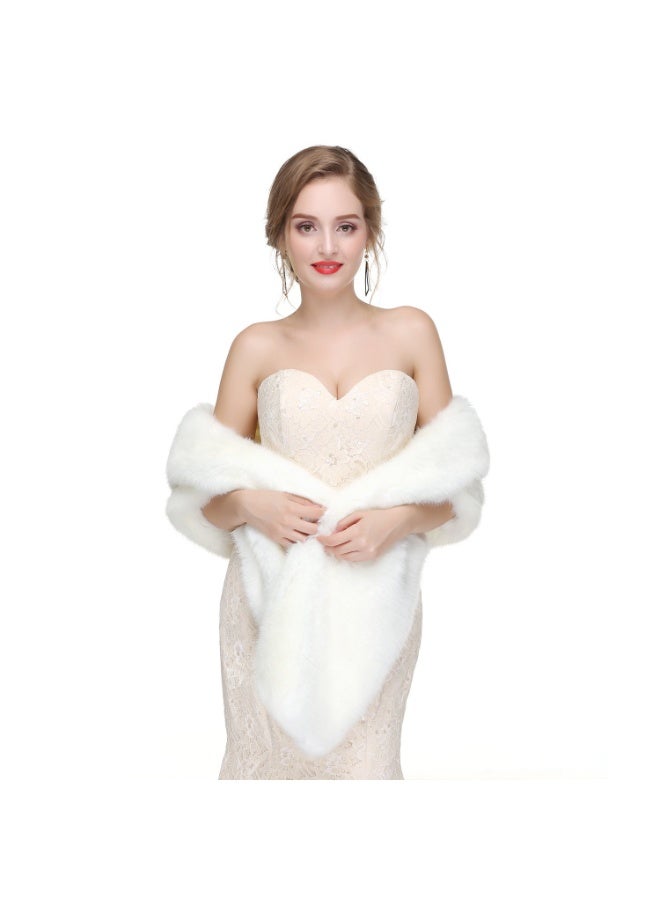 Faux Fur Shawl Wrap Stole Shrug Winter Bridal Wedding Cover Up - Image 3