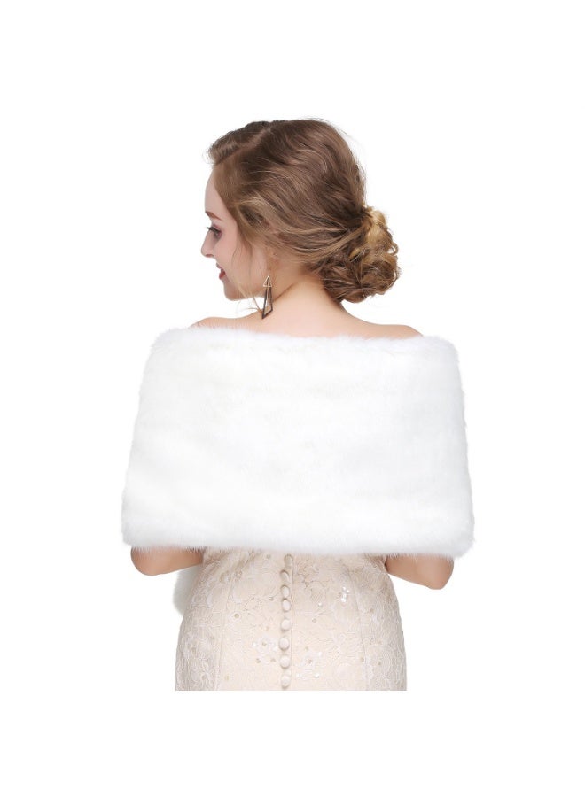 Faux Fur Shawl Wrap Stole Shrug Winter Bridal Wedding Cover Up - Image 4