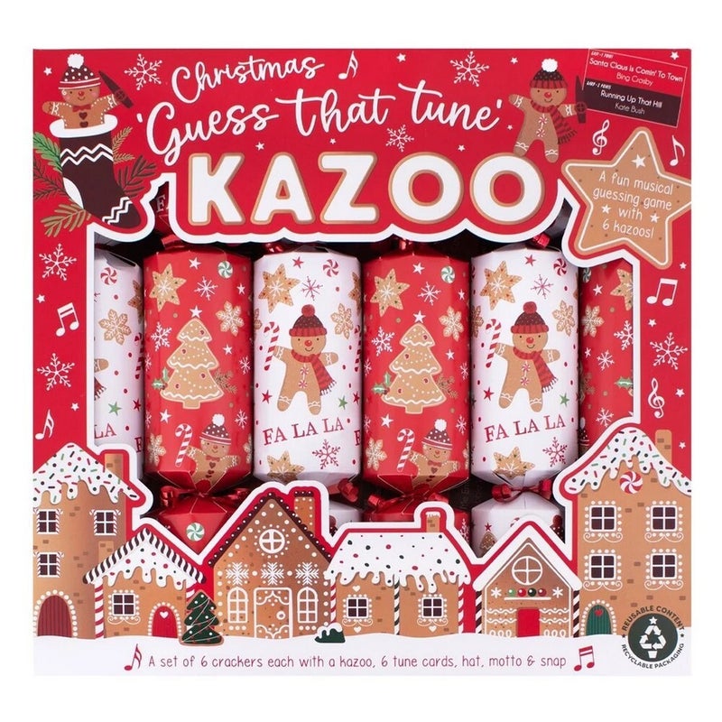 RSW 6 Gingerbread Kazoo 12-Inch Christmas Crackers – Holiday Party Favors, Festive Fun, and Seasonal Activities for Kids and Family, Christmas Celebration Essentials - Image 1