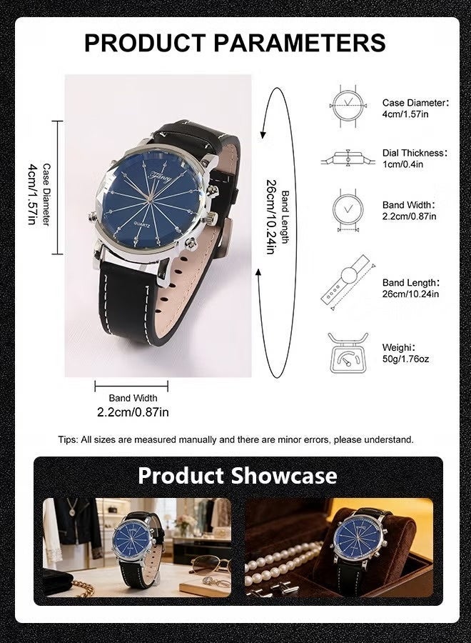 كيلا مجموعة هدايا رجالية فاخرة ساعة يد جلد أنيقة - هدية رمضان كريم مثالية، اغراض وهدية رمضان، هدايا عيد الأب وعيد الحب، هدية تخرج وميلاد للأصدقاء والمعلمين والطلاب - Image 3