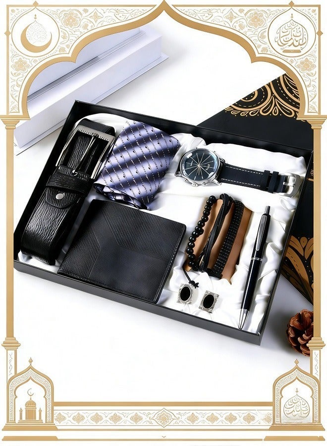 كيلا مجموعة هدايا رجالية فاخرة ساعة يد جلد أنيقة - هدية رمضان كريم مثالية، اغراض وهدية رمضان، هدايا عيد الأب وعيد الحب، هدية تخرج وميلاد للأصدقاء والمعلمين والطلاب - Image 1