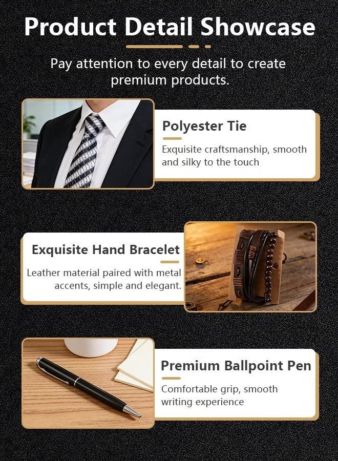 كيلا مجموعة هدايا رجالية فاخرة ساعة يد جلد أنيقة - هدية رمضان كريم مثالية، اغراض وهدية رمضان، هدايا عيد الأب وعيد الحب، هدية تخرج وميلاد للأصدقاء والمعلمين والطلاب - Image 4