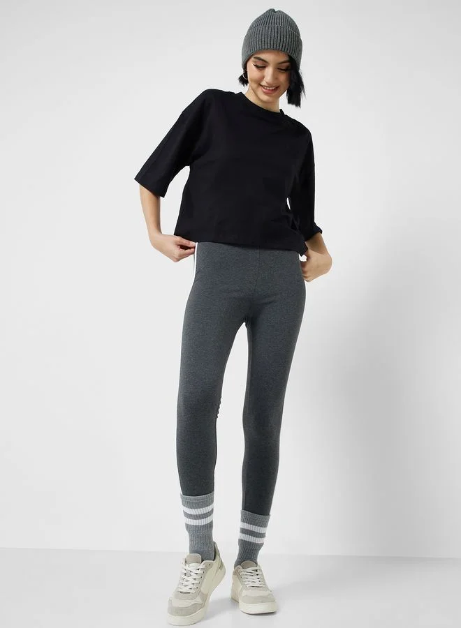 Ginger Basics Contrast Side Paneled Leggings