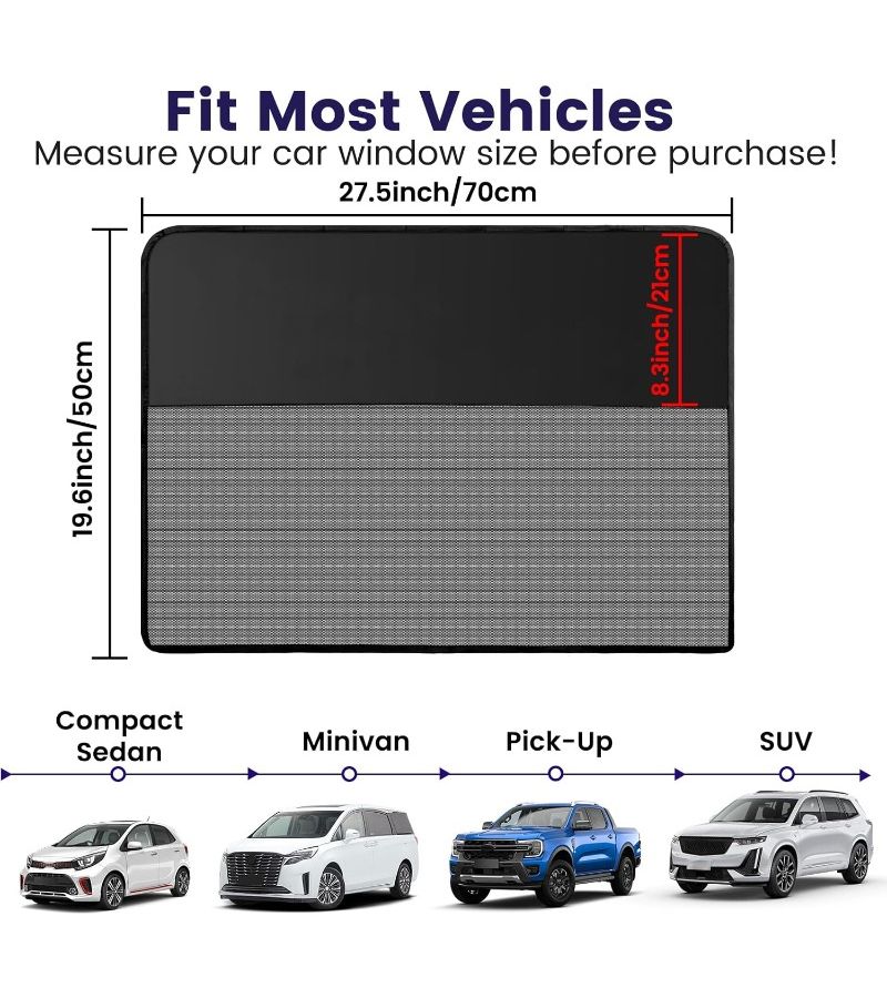 2pcs Magnetic Car Sunshade Set with Half Shade Half Mesh Side Rear Window UV Protection - Image 2
