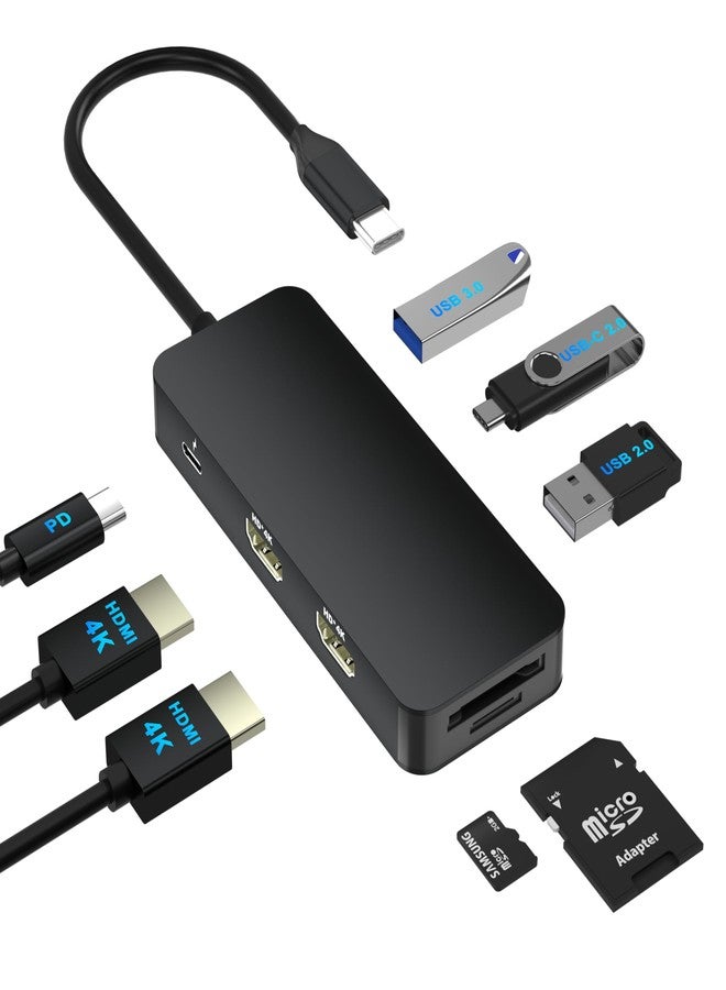 Aibilangose USB C Docking Station Dual Monitor for Dell/HP/Mac Laptop, Dual HDMI Adapter for 2 Monitors, HDMI Splitter for Dual Monitors Extended Display, 8 in 1 USB C Hub Multiport Adapter with HDMI/USB/PD/SD/TF - Image 1