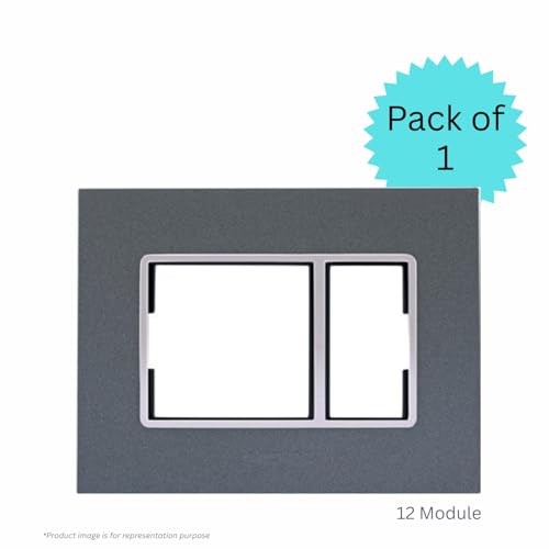 Anchor by Panasonic Penta Modular Gina 12 Module Horizontal Cover Plate with Chrome Collar for Switch Board (Black, 65812B) - Image 2