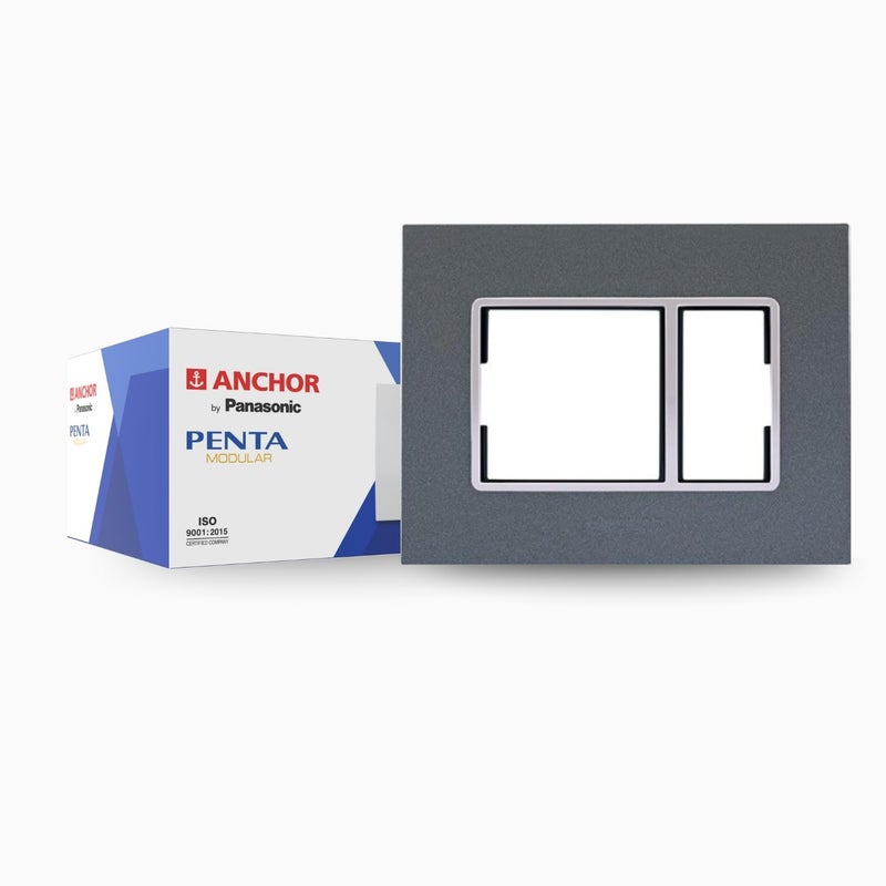 Anchor by Panasonic Penta Modular Gina 12 Module Horizontal Cover Plate with Chrome Collar for Switch Board (Black, 65812B) - Image 5