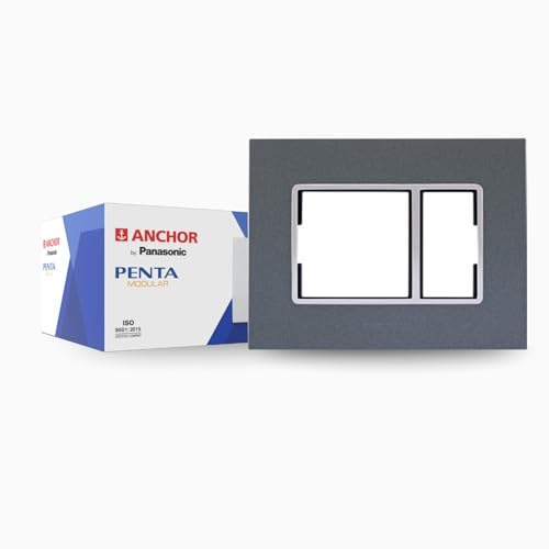 Anchor by Panasonic Penta Modular Gina 12 Module Horizontal Cover Plate with Chrome Collar for Switch Board (Black, 65812B) - Image 1
