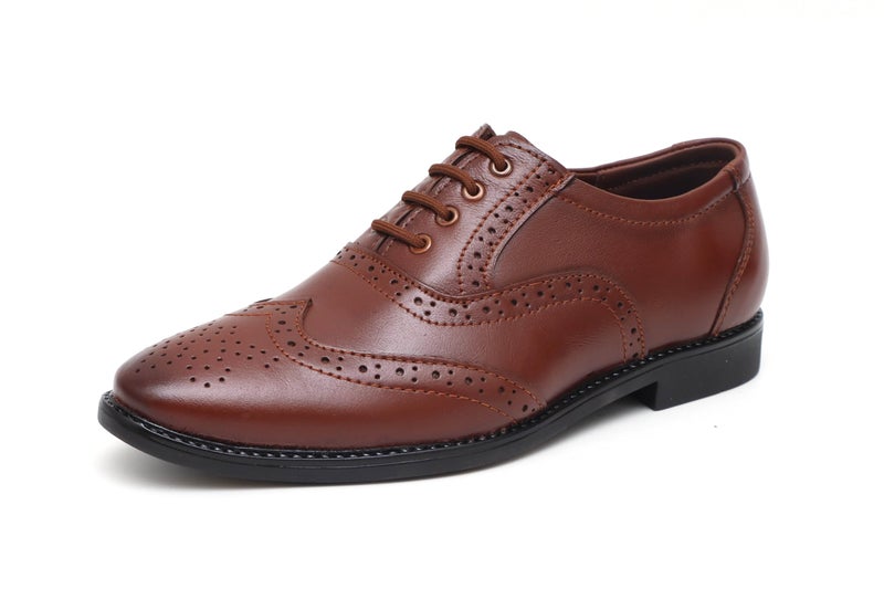 ARAMISH Genuine Leather Formal Derby Shoes for Boys - 4 UK Tan - Image 1