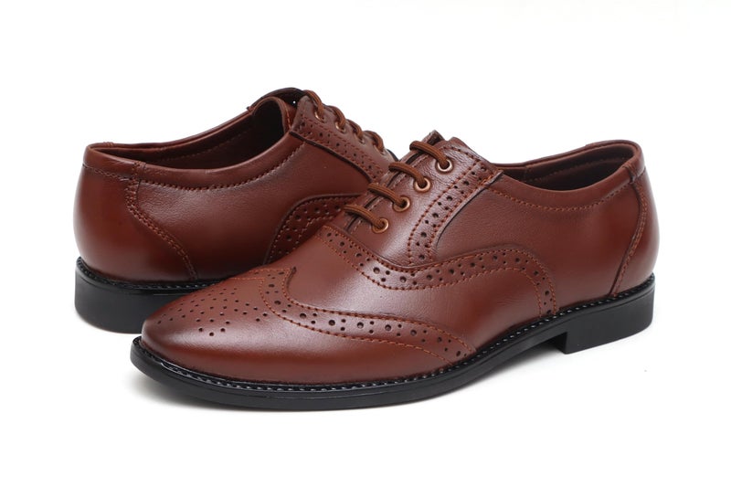 ARAMISH Genuine Leather Formal Derby Shoes for Boys - 4 UK Tan - Image 5