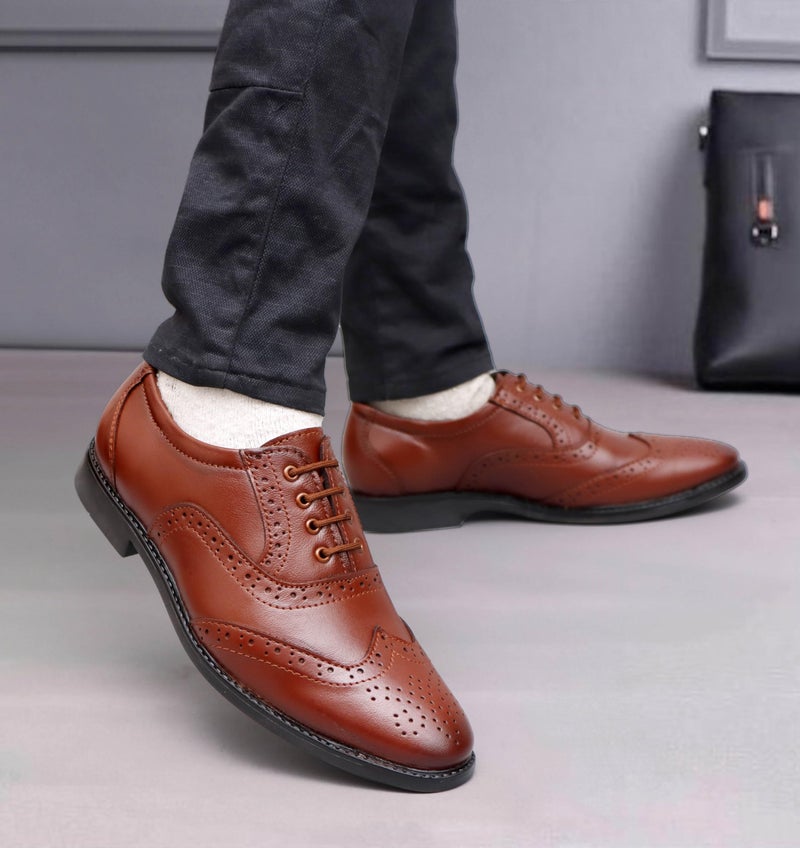 ARAMISH Genuine Leather Formal Derby Shoes for Boys - 4 UK Tan - Image 2