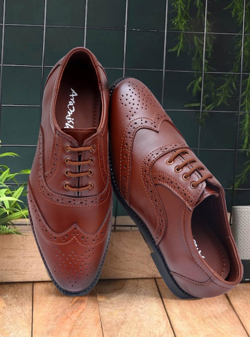 ARAMISH Genuine Leather Formal Derby Shoes for Boys - 4 UK Tan - Image 3