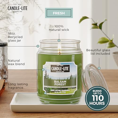 Candle-lite Fall Scented Candles, Balsam Forest Fragrance, 18 oz Jar, Proudly Poured in USA, Aromatherapy Candle, Single-Wick with 110 Hours of Burn Time, Perfect for Creating a Refreshing Ambiance - Image 2