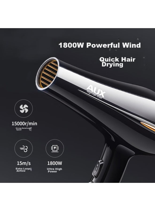 Aux Hair Dryer, High-power 2000w, Constant Temperature, Hair-friendly, Strong Airflow, Quick-drying, Professional-grade For Hair Salons, Black Hair Dryer Ah7610 - Image 2