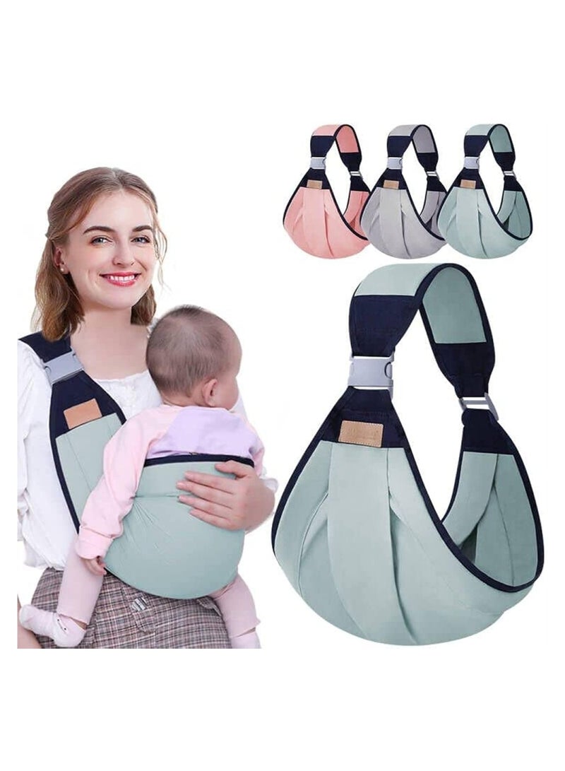 Bukela Baby Carriers, Ergonomic Baby Strap one Shoulder Labor-Saving Polyester Baby Half Wrapped Sling, Adjustable 3D Mesh Baby Carrier Wrap Shoulder Straps for Pool Beach, dark green - Image 1