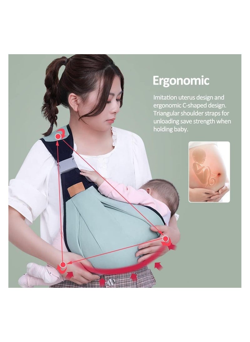 Bukela Baby Carriers, Ergonomic Baby Strap one Shoulder Labor-Saving Polyester Baby Half Wrapped Sling, Adjustable 3D Mesh Baby Carrier Wrap Shoulder Straps for Pool Beach, dark green - Image 2