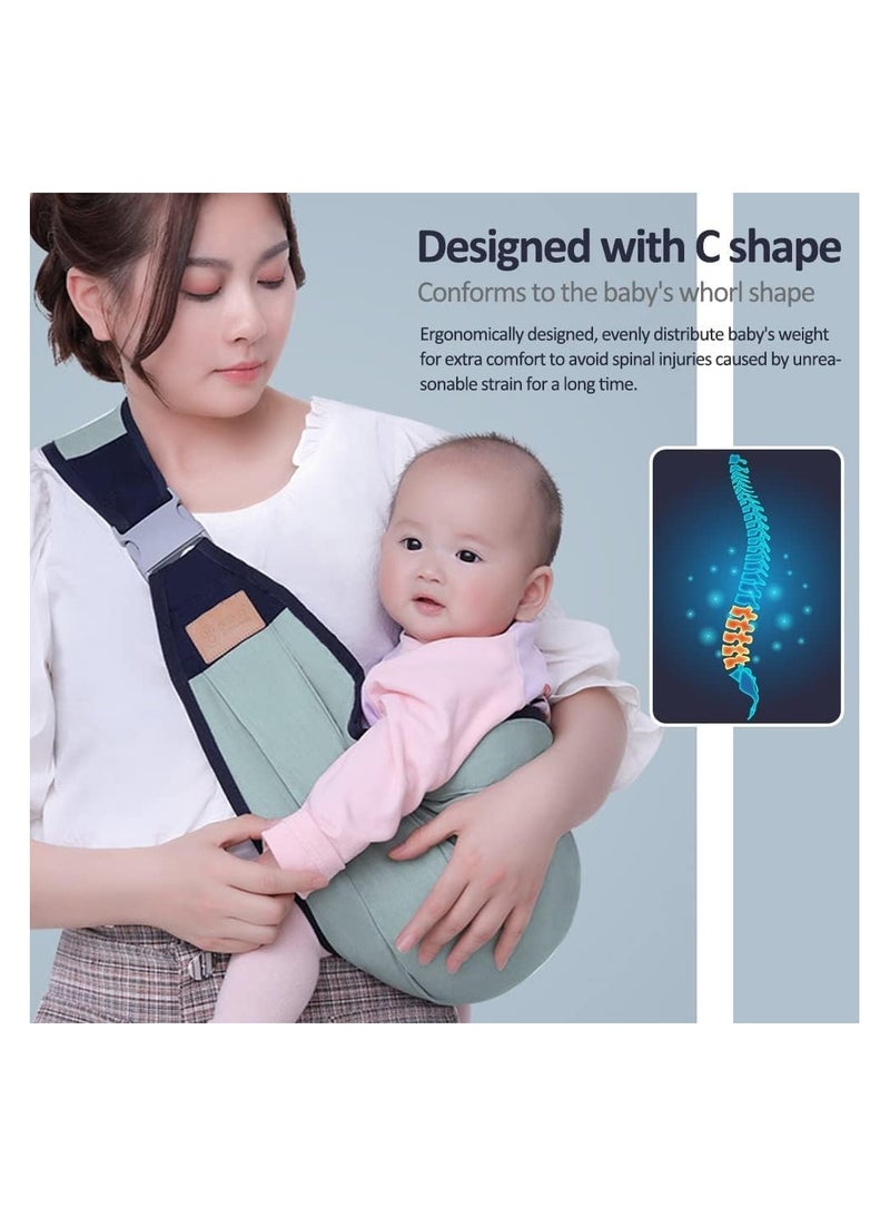 Bukela Baby Carriers, Ergonomic Baby Strap one Shoulder Labor-Saving Polyester Baby Half Wrapped Sling, Adjustable 3D Mesh Baby Carrier Wrap Shoulder Straps for Pool Beach, dark green - Image 5