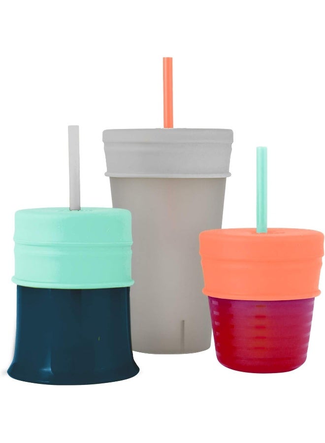 Boon SNUG Straw Lids and Cup, Assorted Colors (Pack of 3), Mint - Image 2