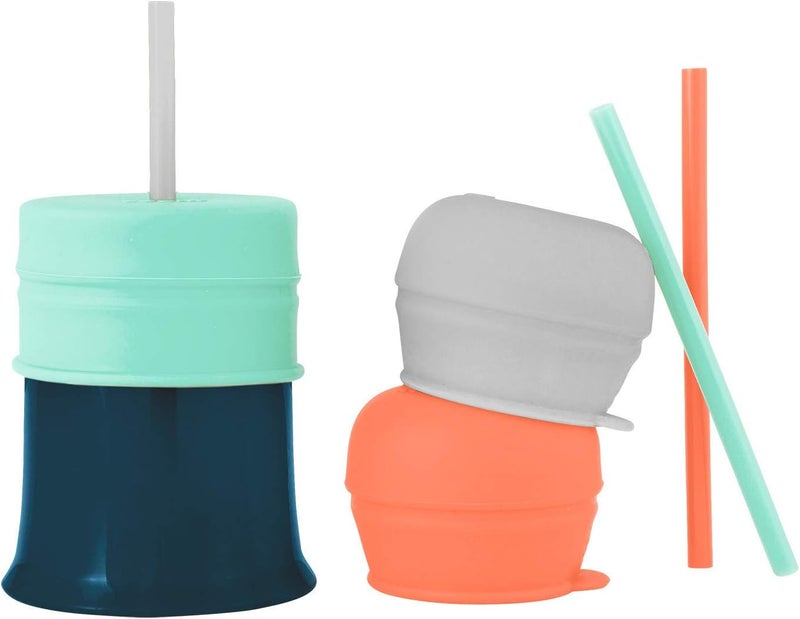 Boon SNUG Straw Lids and Cup, Assorted Colors (Pack of 3), Mint - Image 1