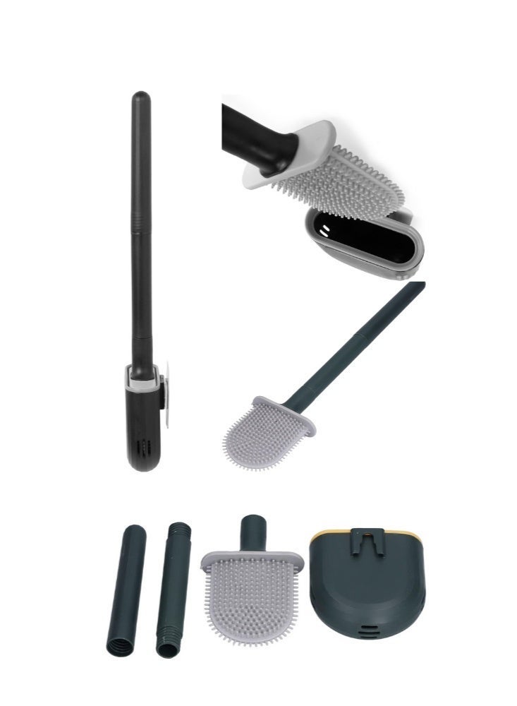 ايدا فرشاة تنظيف المرحاض من السيليكون مع حامل – تصميم صحي ومرن لتنظيف الحمام - Image 5