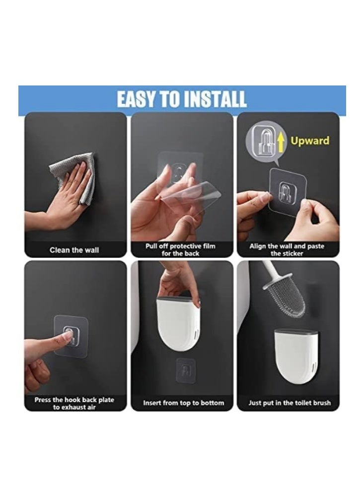 ايدا فرشاة تنظيف المرحاض من السيليكون مع حامل – تصميم صحي ومرن لتنظيف الحمام - Image 3