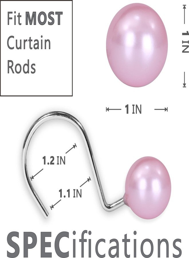 Popkozzi Blush Pink Shower Curtain Hooks: 12 Pcs Elegant Pearl Design Rustproof Stainless Steel Rings - Stylish Coquette Bathroom Accessories & Gift for Women Moms Girls Lovers of Farmhouse Boho Vintage Décor - Image 3