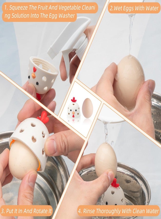 TULOBI 2PCS Silicone Egg Cleaner for Fresh Eggs, Egg Washer for Fresh Eggs, Egg Scrubber for Fresh Eggs, Egg Washer for Fresh Eggs, Reusable Cleaning Tools for Chicken Coop Accessories (White + Brown) - Image 3
