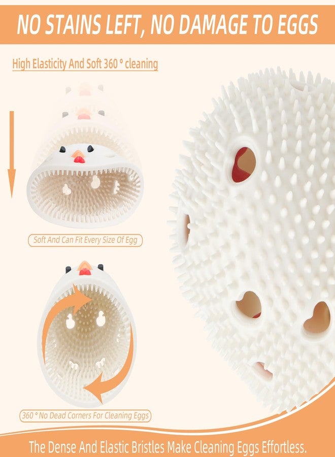 TULOBI 2PCS Silicone Egg Cleaner for Fresh Eggs, Egg Washer for Fresh Eggs, Egg Scrubber for Fresh Eggs, Egg Washer for Fresh Eggs, Reusable Cleaning Tools for Chicken Coop Accessories (White + Brown) - Image 5