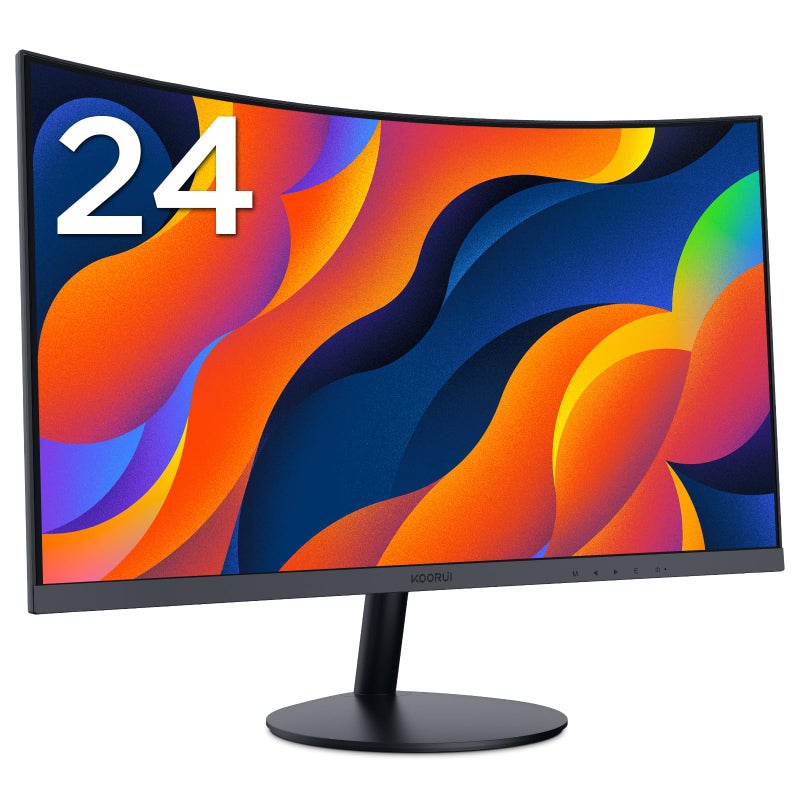KOORUI 24-Inch Curved Computer Monitor- Full HD 1080P 60Hz Gaming Monitor 1800R LED Monitor HDMI VGA, Tilt Adjustment, Eye Care, Black 24N5C - Image 1