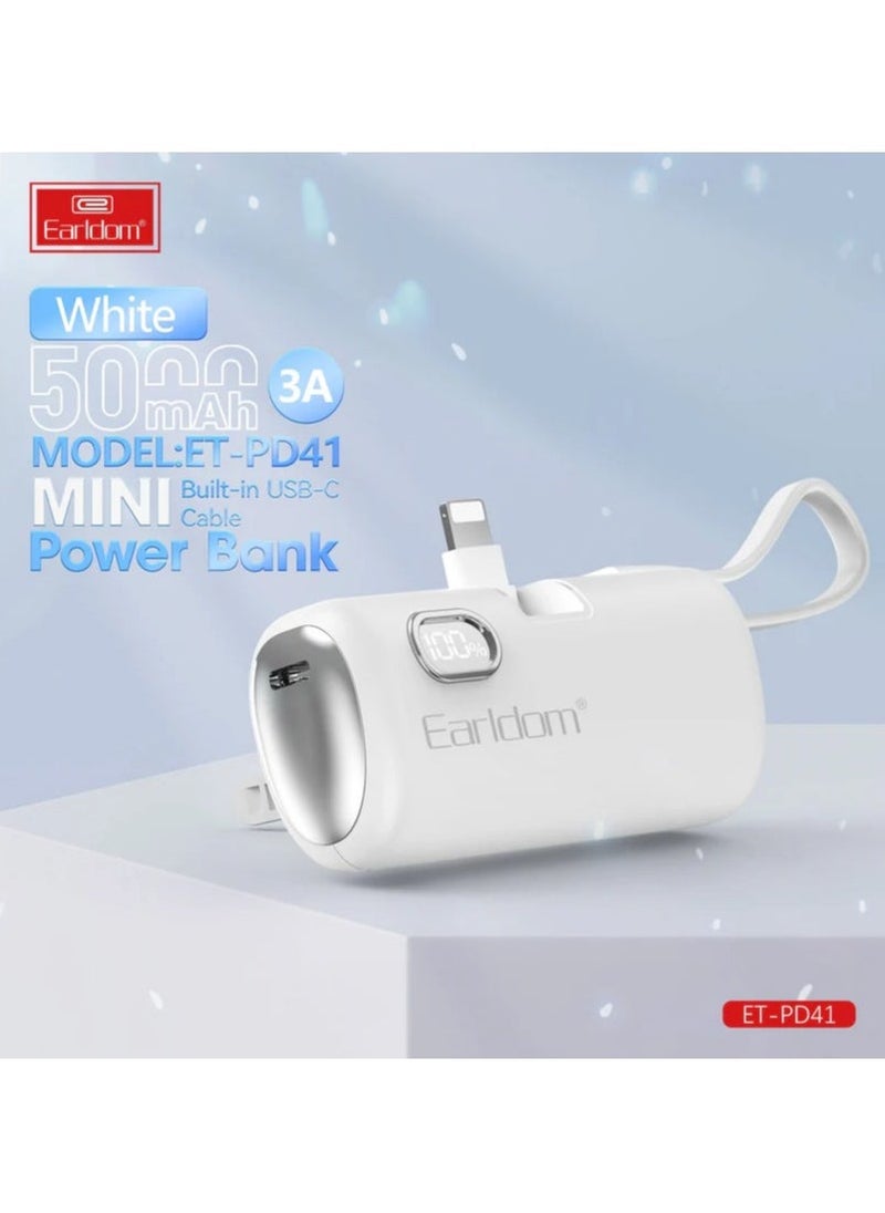 Earldom Mini 5000mAh 22.5W Powerbank PD41 | Compact & Fast Charging Portable Power Bank for Smartphones, Tablets, and More | Lightweight Design, USB-C & USB-A Ports - Image 2