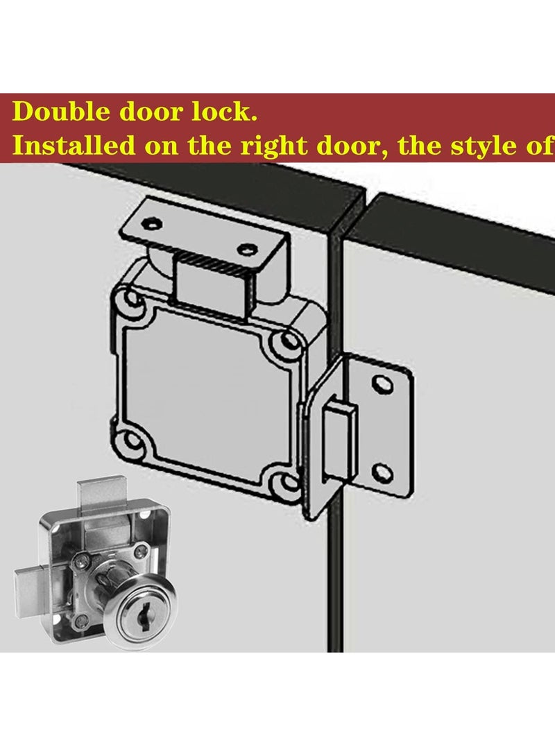 Zikra Double Door Cabinet Lock Cabinet Drawer Lock ​Double Deadbolt Door Lock Drill Diameter 19mm for 15mm-22mm Door Panels, Right Side Door Mount - Image 2
