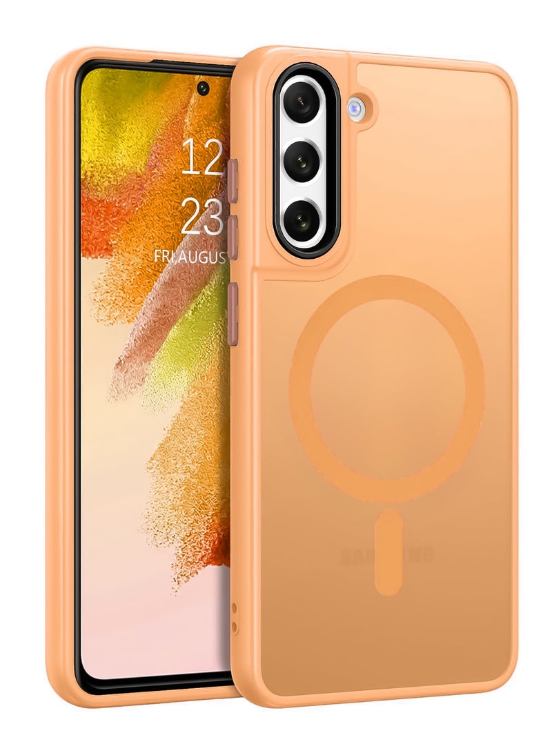 Magnetic Case For Samsung Galaxy S21 Fe Case Compatible with MagSafe Military Grade Protection Shockproof Translucent Matte Case Anti Scratch Shockproof Phone Case (Orange) 