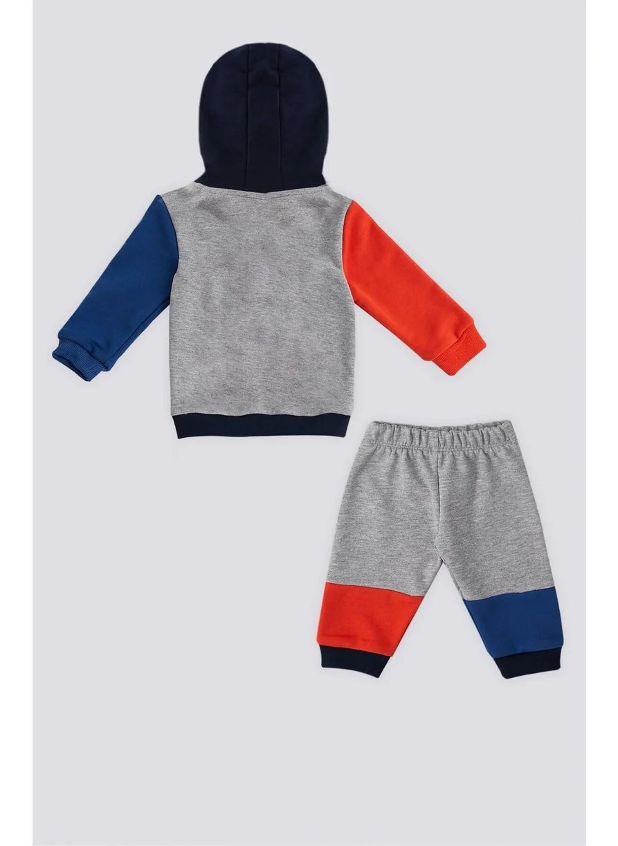 U.S. Polo Assn. U.S. Polo Assn Gray Melange Kangaroo Pocket Hooded Baby 2 Piece Set