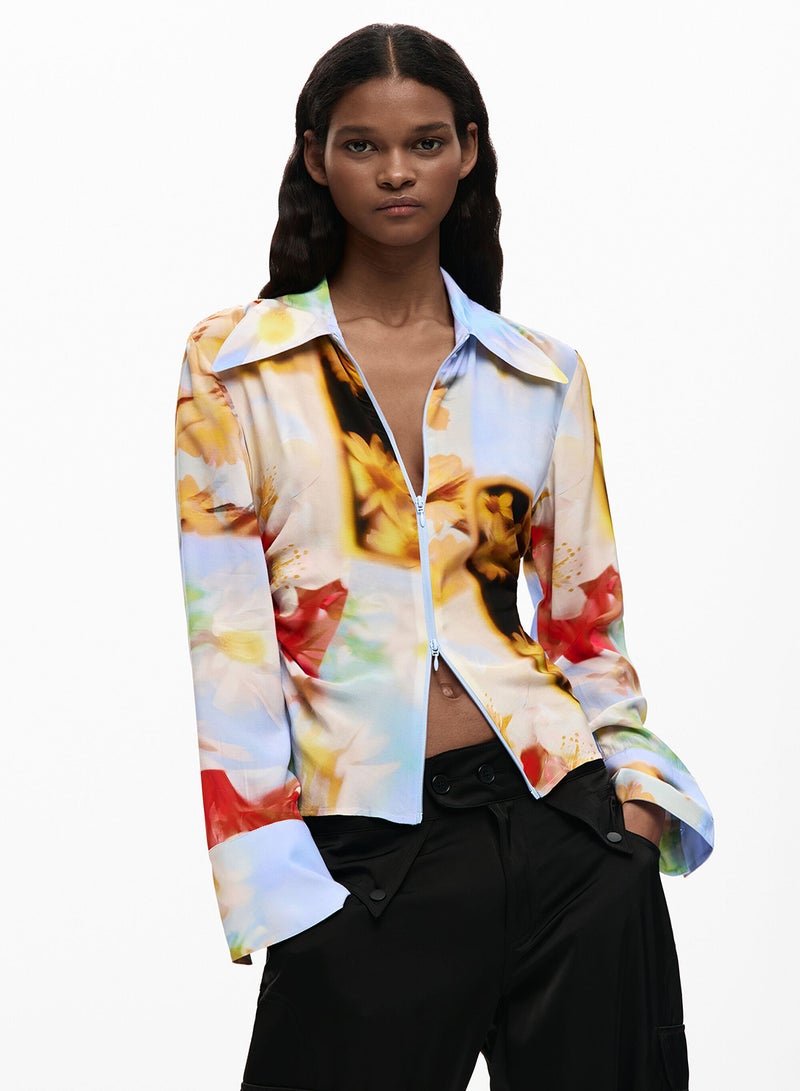 DESIGUAL Fluid-Cut Shirt With Draping At The Waist - Image 1