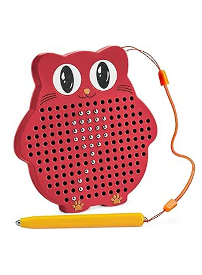 أجريون لوحة رسم مغناطيسية للاطفال والاطفال الصغار مع خرز وقلم ستايلس مغناطيسي لعبة سفر لأنشطة ركوب الطائرة والسيارة تنمية دماغ الاطفال (أحمر) - Image 1